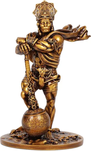 Vista 3 de Artarium Gran estatua de Hanuman Bahubali de 7.5 pulgadas, ídolo de Lord Hanuman, Bajrang Bali Murti, polvo de mármol y resina hindú figura de Dios