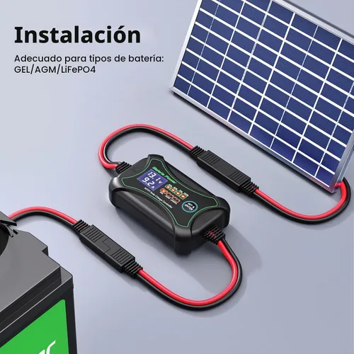 Vista 8 de Bateria Power Controlador de carga solar MPPT de 10 amperios y 12 voltios, controlador de panel solar portátil inteligente, regulador solar