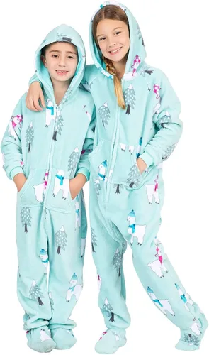 Vista 4 de Footed Pajamas - Enterizo con capucha a juego para la familia Suéteres de una pieza para niños, niñas, hombres, mujeres y mascotas, unisex, Candy