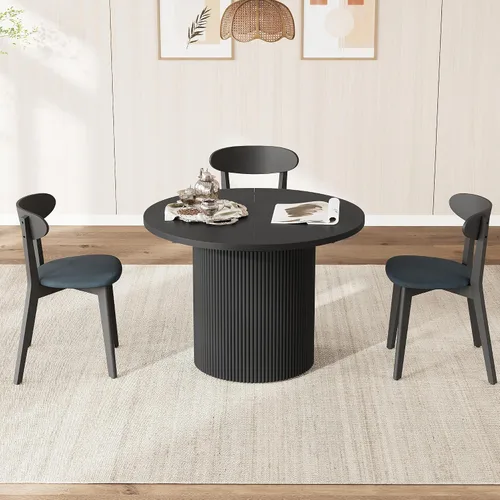Vista 9 de weselon Mesa de comedor extensible de 42 a 105 pulgadas para 4 a 12, mesa de comedor ovalada expandible con base de pedestal estriada y pata