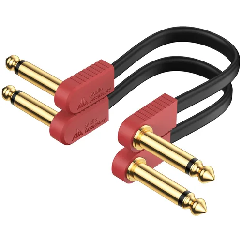 Vista 18 de Cables de conexión de guitarra, cables de pedal de guitarra planos chapados en oro, reforzados con Kevlar, cable blindado de doble capa sin ruido