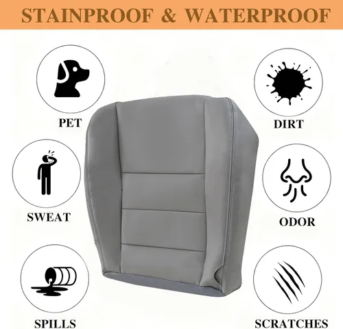 Vista 2 de Fundas de asiento inferiores del lado del conductor de cuero de microfibra gris aptas para F250 F350 F450 F550 Super Duty, Lariat XL, FX4 y XLT