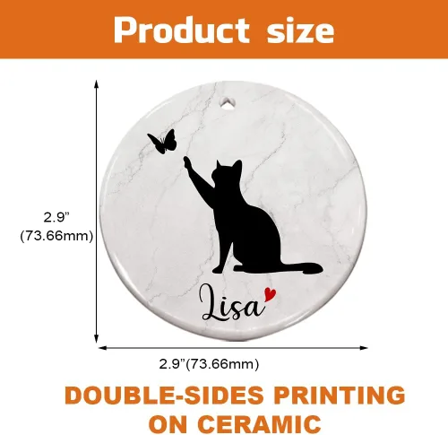 Vista 4 de Adorno Conmemorativo Personalizado para Gatos - Regalos de Condolencia para la Pérdida de Gatos, Regalos Conmemorativos para Gatos, Adornos
