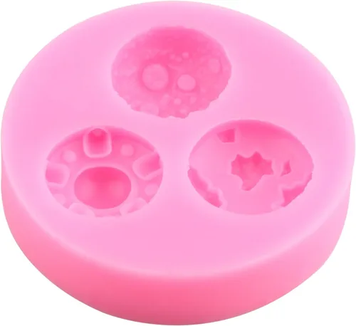 Vista 4 de ZiXiang Molde de silicona para astronauta, diseño de astronauta, planeta, cohete, satélite, fondant, para decoración de pasteles, cupcakes