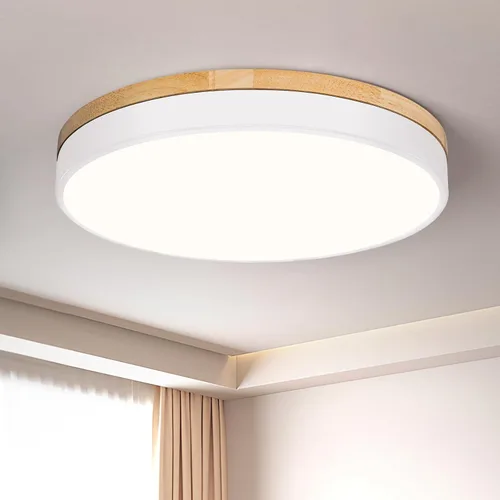 Vista 18 de Moderna lámpara de techo de madera regulable, lámpara de techo redonda negra LED empotrada, lámpara de techo minimalista para cocina, dormitorio