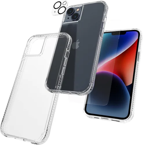 Vista 9 de Case-Mate Funda 3 en 1 para iPhone 14 Plus (negro intenso), vidrio templado y protector de lente, protección contra caídas de 15 pies, compatible