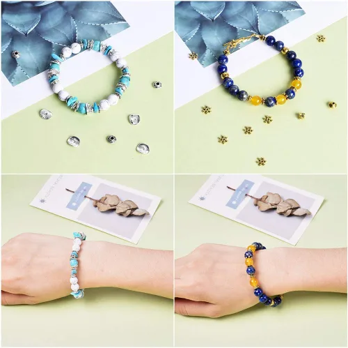 Vista 7 de Craftdady 600 cuentas espaciadoras tibetanas de 10 estilos, colores mezclados, aleación de metal, dijes para pulseras, collares, suministros