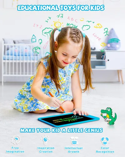 Vista 5 de KOKODI Tableta de escritura LCD para niños de 10 pulgadas, juguetes para niños y niñas de 3, 4, 5, 6, 7, 8 años, tablero de garabatos colorido