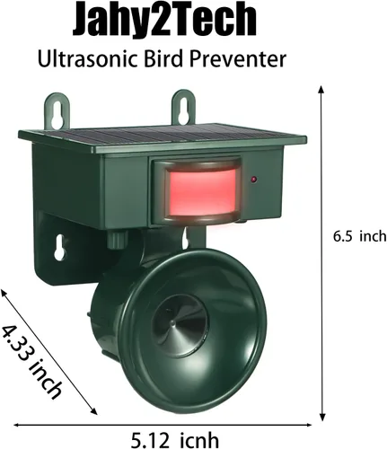 Vista 8 de Repelente ultrasónico de pájaros mejorado 2026 alimentado por energía solar IP65 activado por movimiento IP65 disuasorio para exteriores