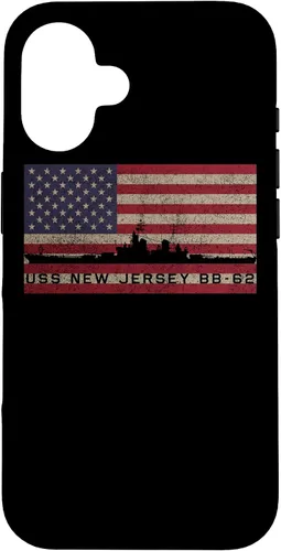 Vista 28 de Funda para iPhone 12 Pro Max USS New Jersey BB-62 WW2 de la bandera estadounidense de EE.UU.