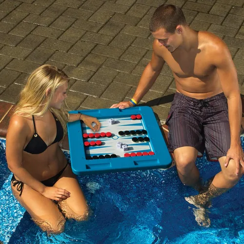 Vista 3 de Swimline Tablero de juego flotante multijuego para 2-4 jugadores, azul