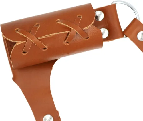 Vista 3 de Cinturón medieval con vaina para espada aventurero con soporte de cuero para espada universal, espada larga, cutlass