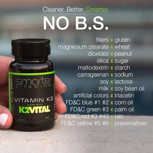 Vista 4 de Smarter Vitamina K2 MK7 100mcg fabricada con K2VITAL y col rizada para la salud ósea y apoyo cardiovascular K-2 MK-7 ayuda a utilizar calcio
