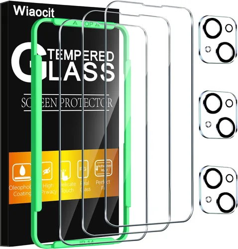 Vista 15 de Wiaocit 3 Pack Tempered Glass Screen Protector for iPhone 13 Pro with 3 Pack Camera Lens Protector, 9H Hardness, Bubble Free, Case Friendly