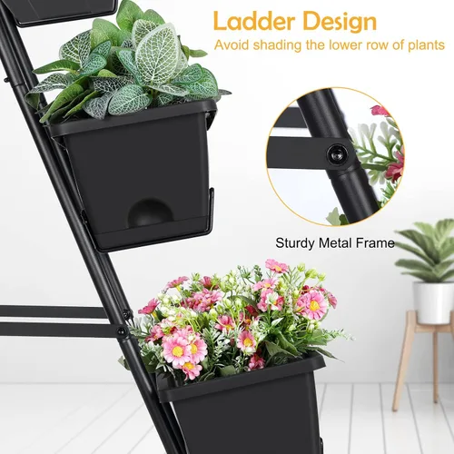 Vista 4 de OYEAL Cama de Jardín Elevada de 4 Niveles Jardineras Verticales para Interior y Exterior Caja de Jardinera Elevada con Patas Jardinera de Hierbas