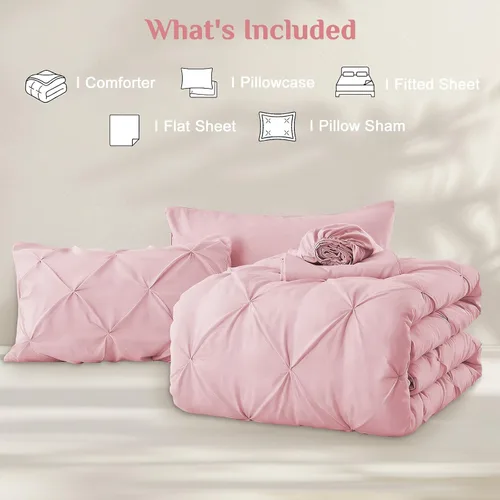 Vista 7 de JOLLYVOGUE Juego de edredón tamaño individual de 5 piezas – Juego de ropa de cama tamaño individual en una bolsa para todas las estaciones