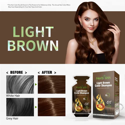Vista 3 de Herbishh Champú de color para el cabello, 10 bolsitas + 1 bolsa de máscara de cabello de argán, tinte para el cabello 3 en 1, libre de PPD, fácil