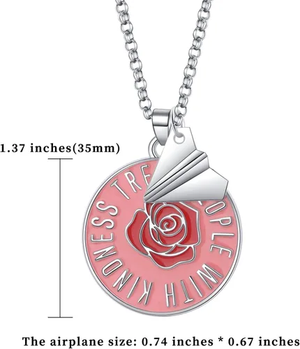 Vista 6 de YOUGANNA Harry TPWK - Collar esmaltado de rosas para mujer One Direction Harry Paper Airplane Necklace Harry Fans Jewelry Gift para adolescentes