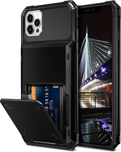 Vista 36 de Vofolen Funda compatible con iPhone 12, cartera 5G, 4 ranuras para tarjetas, tarjetero con bolsillo oculto, doble capa, cubierta trasera protectora