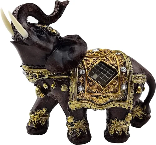 Vista 8 de Lucky Wealth - Estatua de elefante Feng Shui, figura coleccionable de resina con tronco levantado, regalo de elefante de buena suerte para mujeres