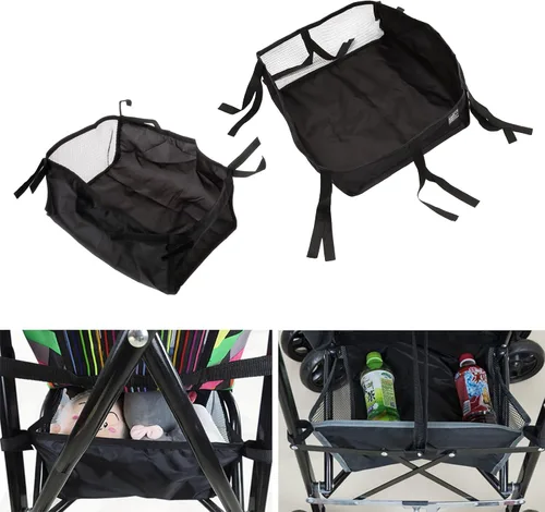 Vista 6 de Cesta con múltiples bolsillos, adecuada para una variedad de cochecitos, amplio espacio de almacenamiento, cesta de almacenamiento de accesorios