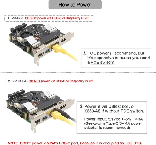Vista 5 de Geekworm Versión KVM-A8 PCIe para Raspberry Pi 4 Modelo B KVM sobre IP Soporte KVM V3 PoE ATX Video CSI