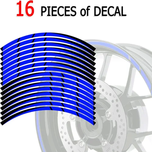 Vista 2 de MC MOTOPARTS Pegatinas para llantas exteriores de 17 pulgadas S01B compatibles con YZF R125 MT125 MT07 MT10 MT25 FZ25 MT03 (azul)