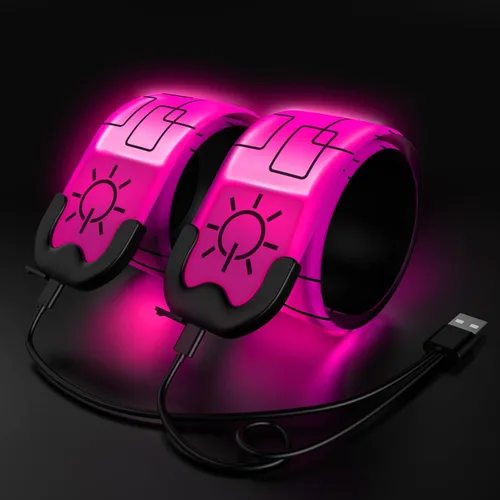 Vista 9 de Paquete de 2 brazaletes LED – Luces de correr recargables con equipo reflectante, luces LED de alta visibilidad