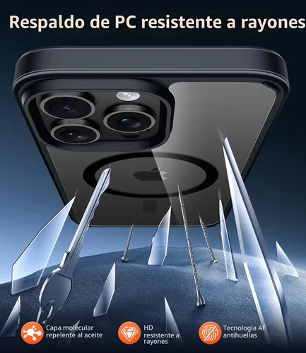 Vista 5 de FNTCASE - Funda para iPhone 15 Pro Max, magnética, transparente, con protector de pantalla, compatible con MagSafe, delgada, antiamarilleamiento