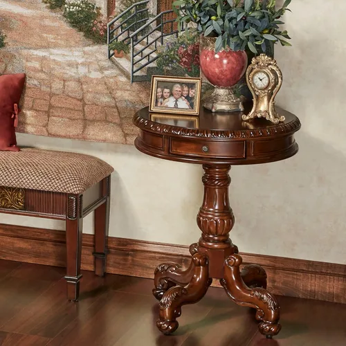 Vista 4 de Touch of Class Cortona - Mesa auxiliar con pedestal, color cereza otoñal