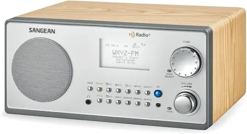 Vista 2 de Sangean HDR-18 HD Radio/FM-Stereo/AM Radio de Mesa de Gabinete de Madera Plateado