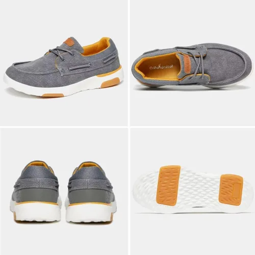 Vista 2 de OrthoComfoot Mocasines ortopédicos sin cordones para hombre mocasines casuales de lona para fascitis plantar con soporte de arco, cómodos zapatos