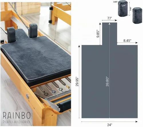 Vista 3 de Pilates Reformer - Toalla antideslizante (incluye 2 fundas de hombro para bloques) (gris oscuro)