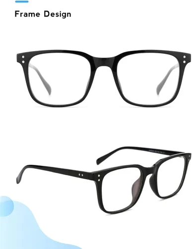 Vista 5 de Mimoeye 1 paquete de lentes clásicos de gran tamaño con borde completo y bloqueo de luz azul antifatiga ocular para mujeres, hombres y niños (negro)