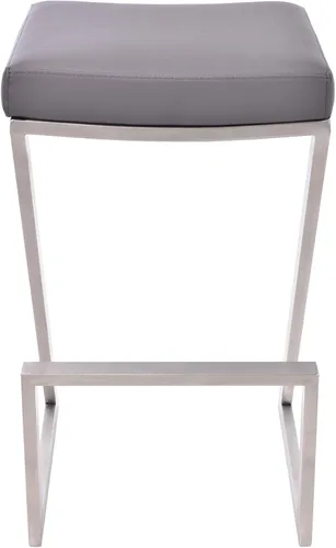 Vista 3 de Armen Living Atlantis Backless Faux Leather and Brushed Stainless Steel Bar Stool Gris