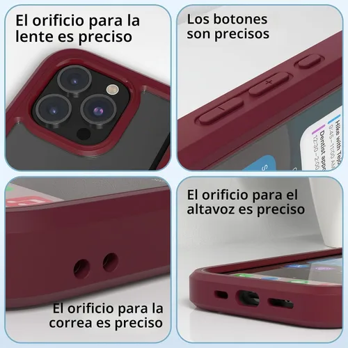 Vista 5 de WXR Compatible con iPhone 15 Pro Max, parachoques de silicona suave y parte trasera de policarbonato duro transparente e interior de policarbonato