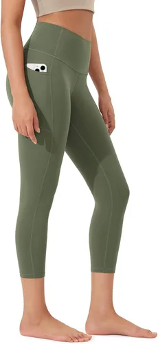 Vista 40 de ODODOS Pantalones capri de yoga suaves como mantequilla para salón con bolsillos para mujeres, leggings capri de cintura alta de 14"/19"/21