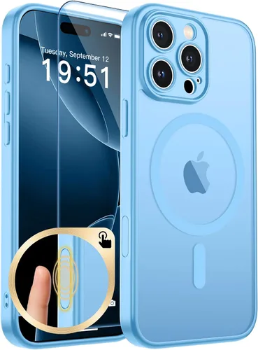 Vista 368 de zapica Funda magnética para iPhone Air, con protector de pantalla de vidrio templado, compatible con MagSafe, translúcida mate, a prueba de golpes
