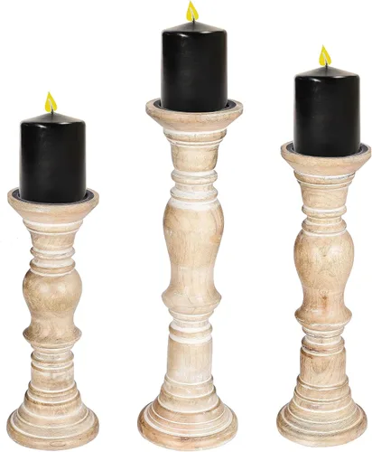 Vista 12 de pilares decorativos de madera para velas