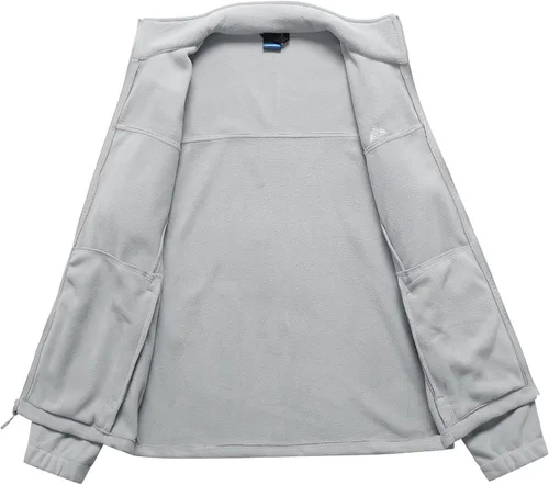 Vista 3 de GIMECEN Chaqueta ligera de forro polar suave con cremallera completa para hombre, abrigo de recreación al aire libre con bolsillos con cremallera