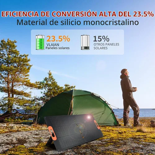 Vista 4 de Panel solar portátil de 100 W para generador de estación de energía, cargador de panel solar plegable de 100 vatios con salida MC4, conector de CC 3