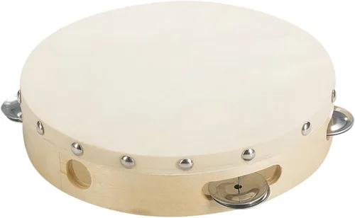 Vista 2 de Tosnail Pandereta de mano de madera de 8 pulgadas, una hilera, 5 pares de jingles