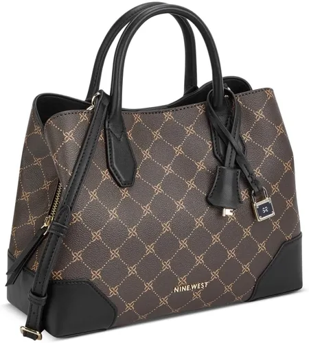 Vista 2 de Nine West Brooklyn Jet Set Satchel, logotipo marrónnegro, Logotipo marrónnegro
