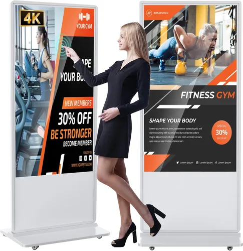 Vista 18 de Pantalla LCD IPS de 32 pulgadas para señalización digital interior, quioscos digitales de pie interactivos con WiFi, entrada HDMI/USB, reproductor