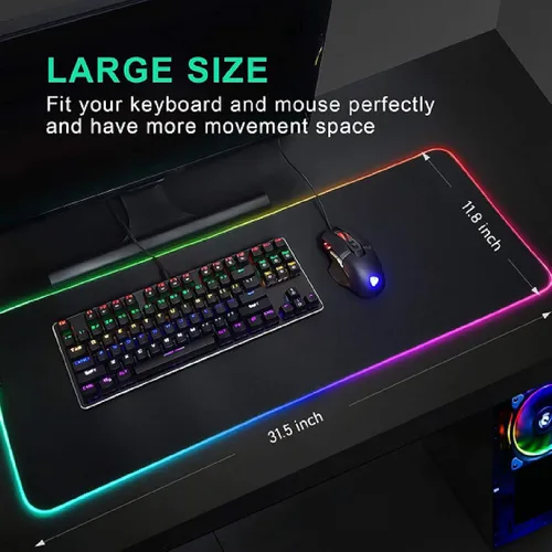 Vista 6 de Alfombrilla de ratón para juegos de Warframe con 14 modos de iluminación LED resistente al desgaste resistente al agua con textura premium