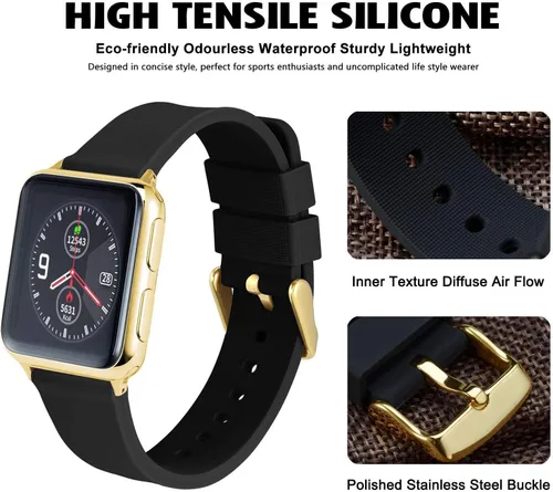 Vista 2 de WOCCI Silicone Watch Bands - Quick Release Soft Rubber Replacement Straps with Gold Buckle (14mm 18mm 20mm 22mm 24mm)