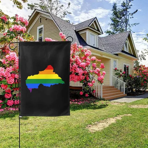 Vista 5 de LGBT Flag Map Of The Central African Republic Garden Flag 28"x40" Inch Double Sided Garden Flags Home Lawn Outdoor Decor Flags Party Banner Welcome