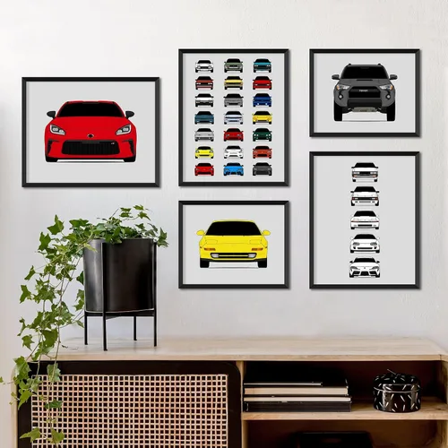 Vista 5 de Custom Car Posters Handmade Poster compatible with Toyota Supra (2020-Present) A90 MK5 (Front and Side) Print Wall Art Décor - 8x10 Metallic Print