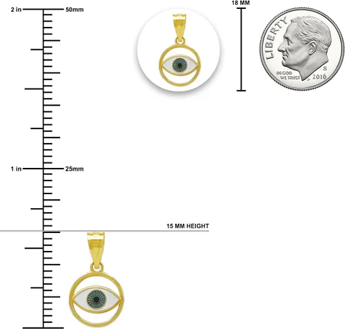 Vista 5 de Charm America - Colgante de oro contra el mal de ojo - Oro macizo de 14 quilates - Colgante de protección