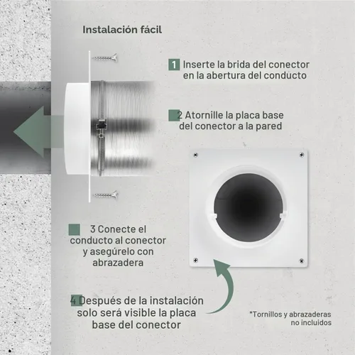 Vista 4 de Vent Systems Conector de conducto de ventilación de aire de 4 pulgadas, brida de tubo de ventilación recta, placa de conector de conductos
